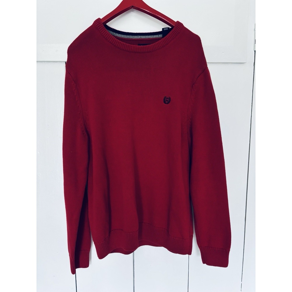 Chaps Ralph Lauren Sweater Men's Large Red Cable Knit Pullover Embroidered Crest